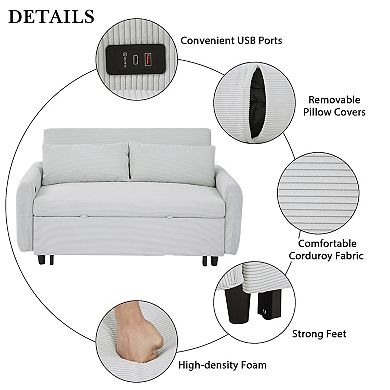 Merax Pull-out Sofa Bed Convertible Couch 2 Seat Loveseat Sofa Modern Sleeper Sofa