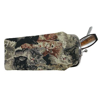 Women's Cat Print Tapestry Glasses Case And Coin Purse Set