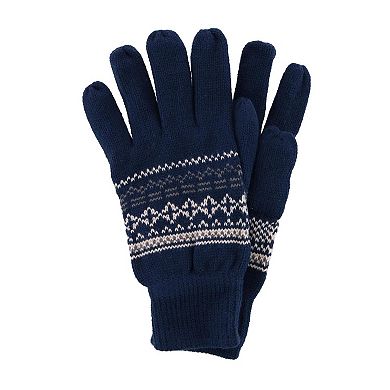 Ctm Men's Heavy Knit Winter Pattern Helmet Hat And Glove Set