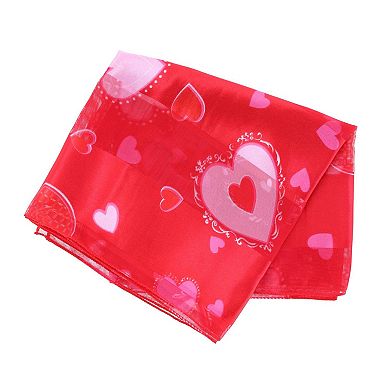 Ctm Women's Valentine's Day Heart Print Holiday Lightweight Scarf