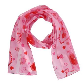 Ctm Women's Valentine's Day Heart Print Holiday Lightweight Scarf