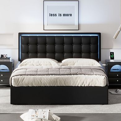 Merax Tufted Upholstered Platform Bed With Hydraulic Storage System