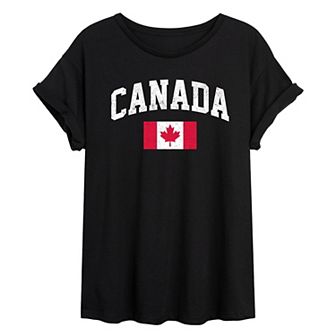 Juniors' Canada Flag Oversized Tee