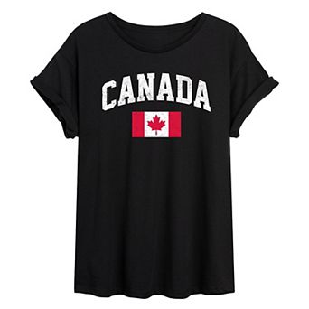 Juniors' Canada Flag Oversized Tee