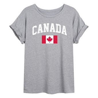 Juniors' Canada Flag Oversized Tee