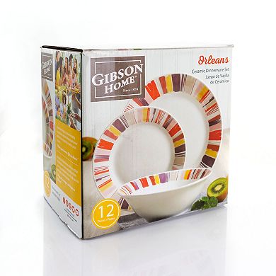 Gibson Home Orleans 12 Piece Ceramic Dinnerware Set