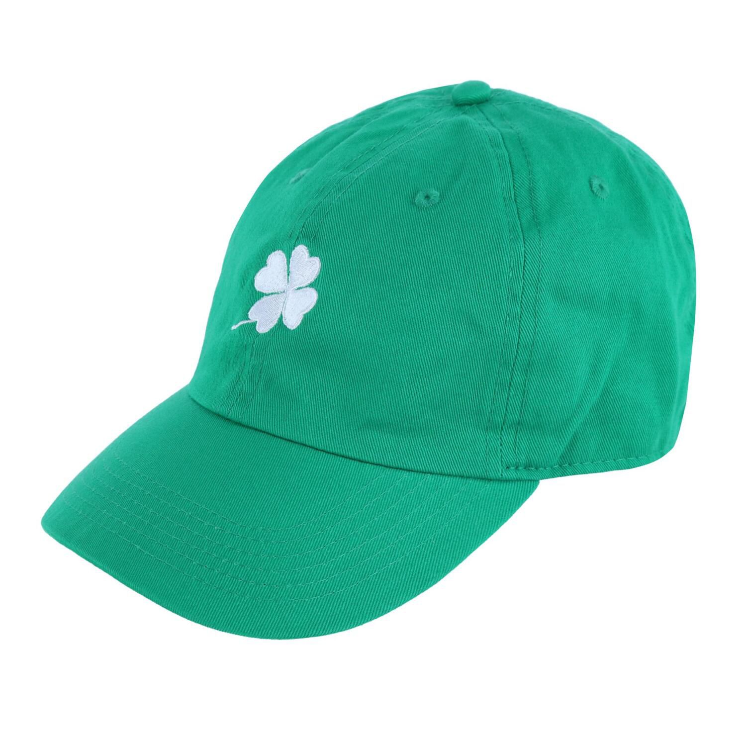 Men's Green Shamrock Baseball Cap - Washed Cotton Dad Hat With Adjustable Strap