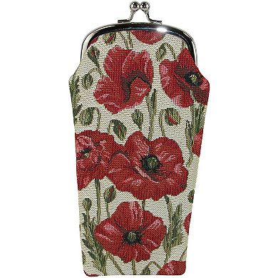 CTM Women's Poppy Print Tapestry Glasses Case