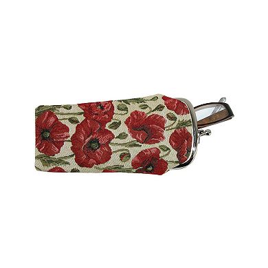 CTM Women's Poppy Print Tapestry Glasses Case