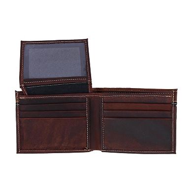 CTM Men's Leather Longhorn Concho Bifold Wallet