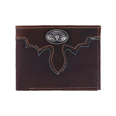 CTM Men's Leather Longhorn Concho Bifold Wallet
