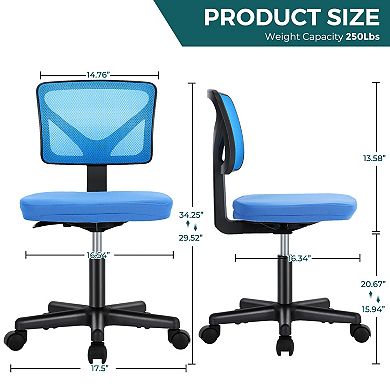 Merax Armless Desk Chair Small Home Office Chair With Lumbar Support