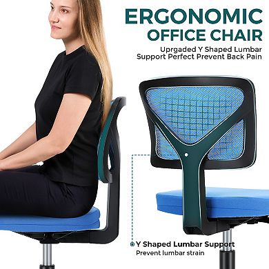 Merax Armless Desk Chair Small Home Office Chair With Lumbar Support