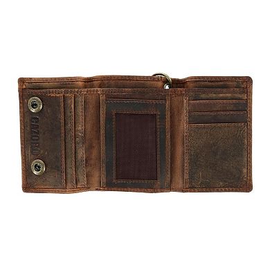 Cazoro Men's RFID Vintage Leather Trifold Chain Wallet