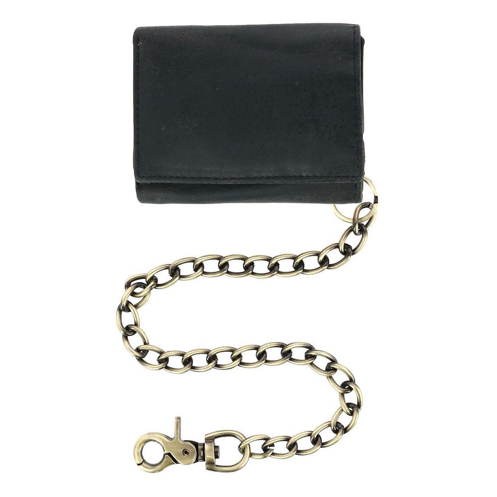 Men's Rfid Vintage Leather Trifold Chain Wallet