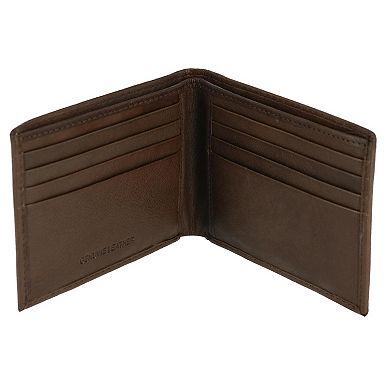CTM Men's Leather American Flag Embossed fold Wallet