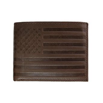 CTM Men's Leather American Flag Embossed fold Wallet