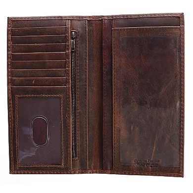 Hunter Leather Distressed Checkbook Cover Wallet