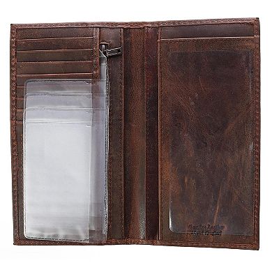 Hunter Leather Distressed Checkbook Cover Wallet