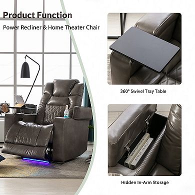 Merax Power Motion Recliner With Usb Charging Port And Hidden Arm Storage
