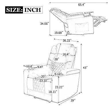 Merax Power Motion Recliner With Usb Charging Port And Hidden Arm Storage