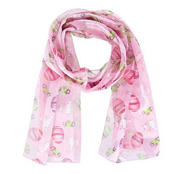 Ctm Women's Easter Bunny And Egg Print Holiday Lightweight Scarf