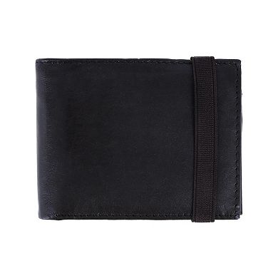 CTM Men's Bifold Wallet with Elastic Keeper Strap