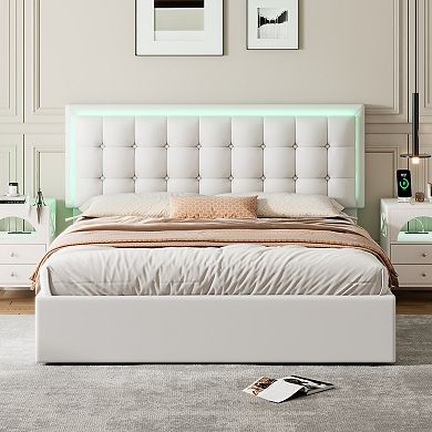 Merax Tufted Upholstered Platform Bed With Hydraulic Storage System