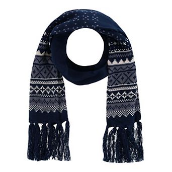 Ctm Men's Heavy Knit Winter Pattern Scarf