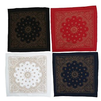 Metallic Paisley Print Bandanas (pack Of 4)