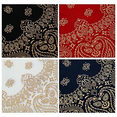 CTM Metallic Paisley Print Bandanas (Pack of 4)