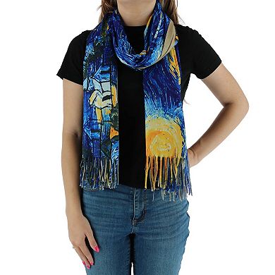 Love Of Fashion Women's Van Gogh Starry Night Print Scarf With Fringe