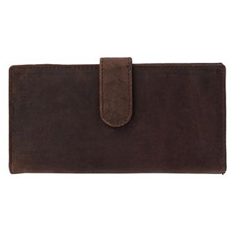 Vintage Leather Rfid Checkbook Cover Wallet With Snap Closure