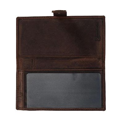 CTM Vintage Leather RFID Checkbook Cover Wallet with Snap Closure