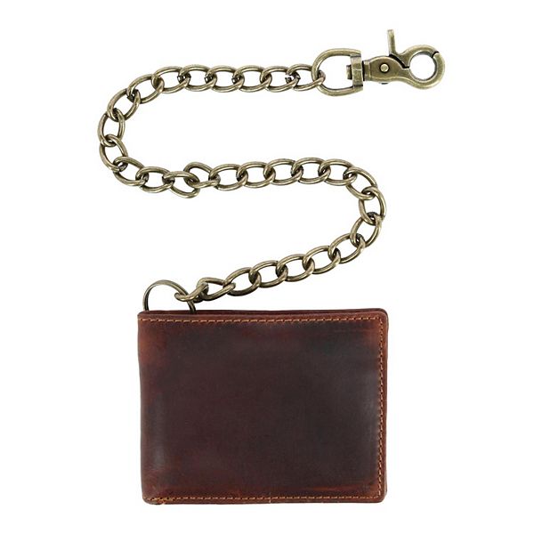 Men's Rfid Vintage Leather Bifold Chain Wallet