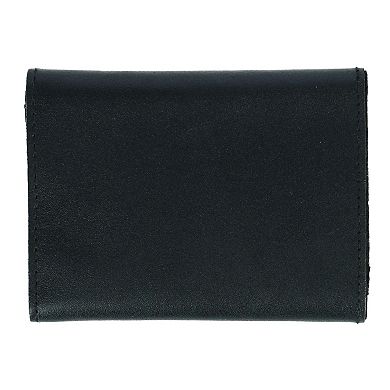 Men's Leather Eagle Print Trifold Double Snap Chain Wallet