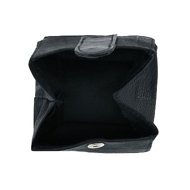 Leather Fold Up Coin Change Pouch With Snap Button Closure