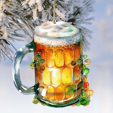 Beer Mug Wooden Ornament By G. Debrekht