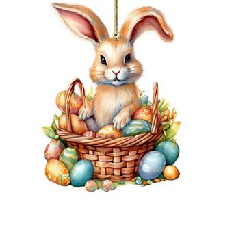 Easter Bunny Wooden Ornament By G. Debrekht