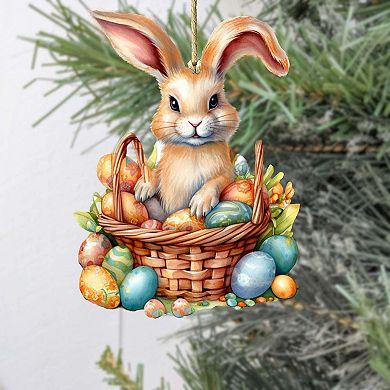 Easter Bunny Wooden Ornament By G. Debrekht