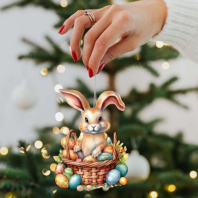 Easter Bunny Wooden Ornament By G. Debrekht