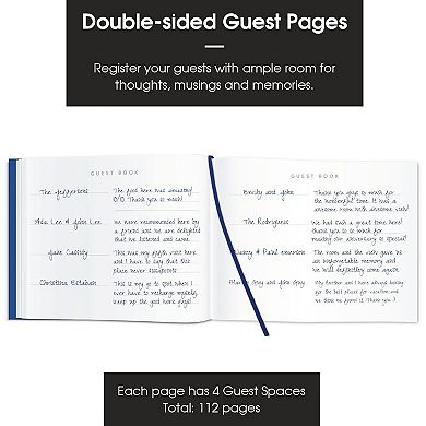 The Useful Co. Classic Guest Book, Guest Book Alternative For Party, Leather Cover - Blue