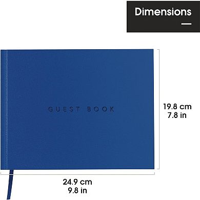 The Useful Co. Classic Guest Book, Guest Book Alternative For Party, Leather Cover - Blue