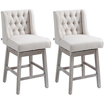 Homcom Counter Height Bar Stools Set Of 2, 180 Swivel Barstools Beige