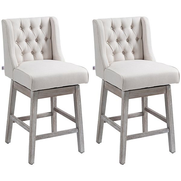 Counter Height Bar Stools Set Of 2, 180 Swivel Barstools Beige