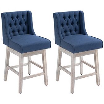 Homcom Counter Height Bar Stools Set Of 2, 180 Swivel Barstools Beige