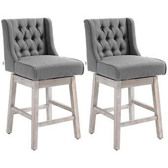 HOMCOM Counter Height Bar Stools Set of 2, 180 Swivel Barstools