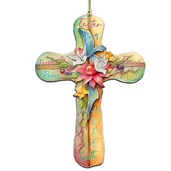 Easter Cross With Doves Wooden Ornaments By G. Debrekht