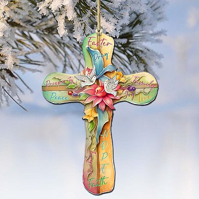 Easter Cross With Doves Wooden Ornaments By G. Debrekht