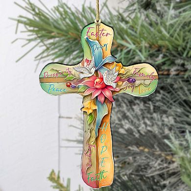 Easter Cross With Doves Wooden Ornaments By G. Debrekht